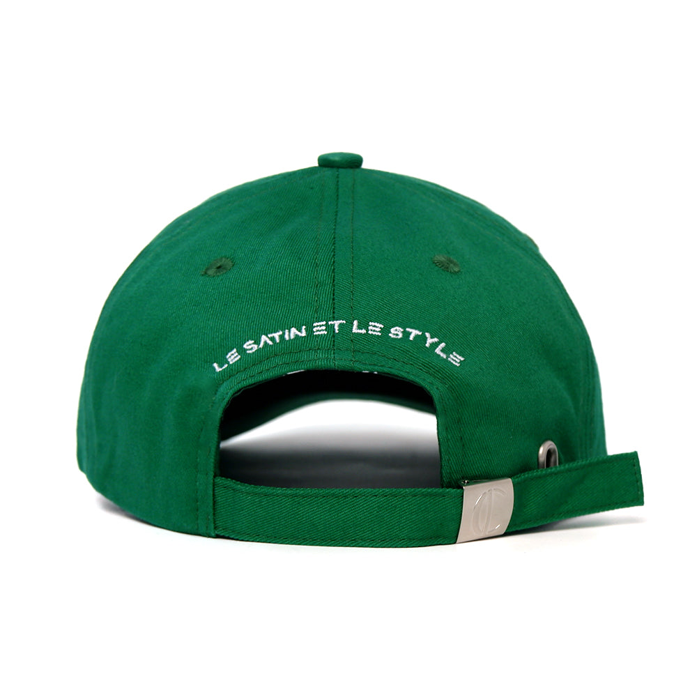 Casquette Vert en Coton avec Intérieur en Satin